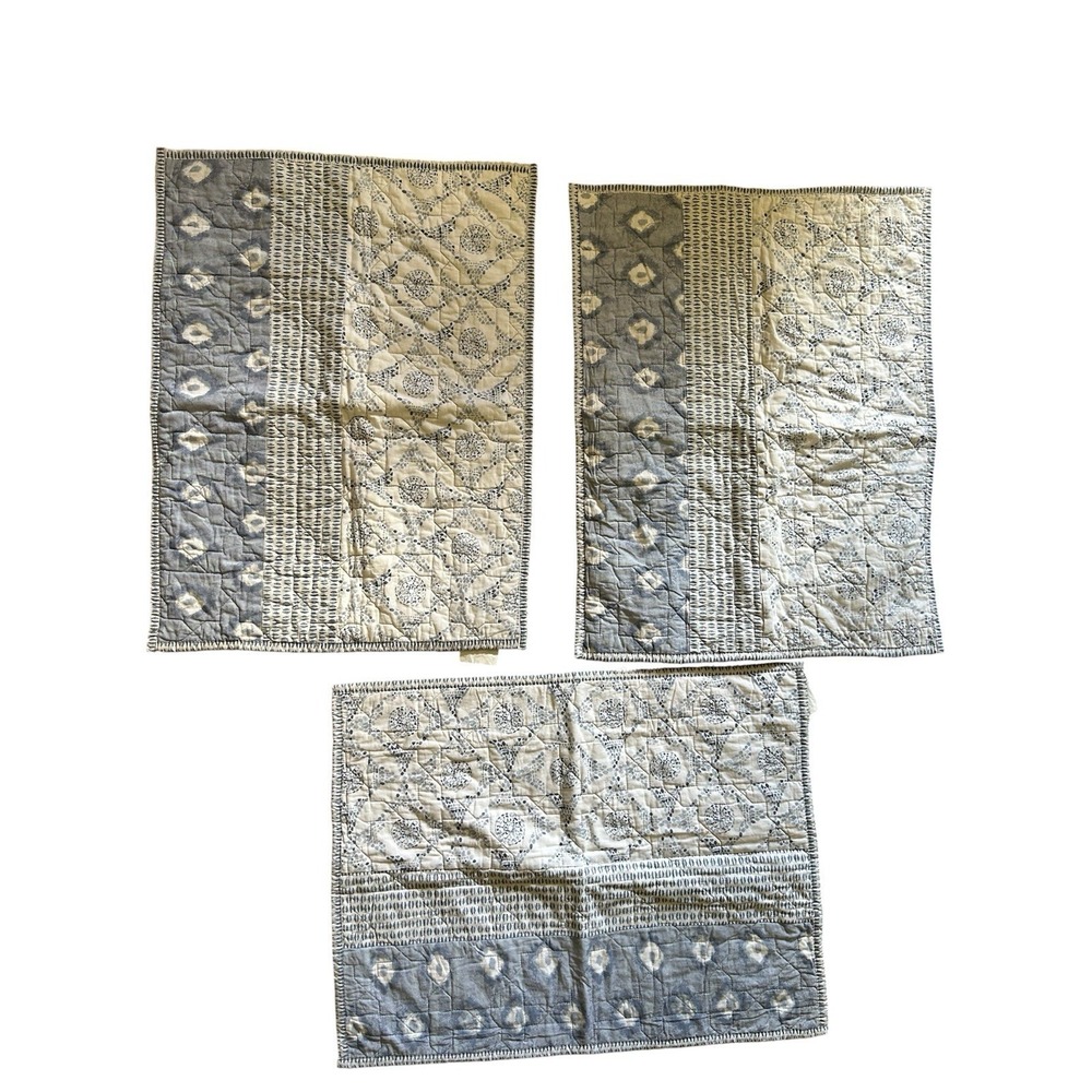 Sonoma Quilted Cotton Pillow Covers Aztec Hobo‎ Comfort Home Casual Blue White 3